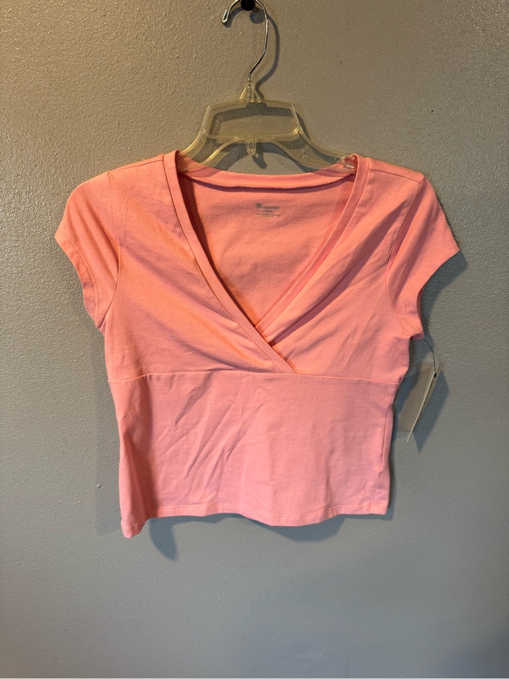 No Boundaries Pink V-Neck Wrap Crop Top